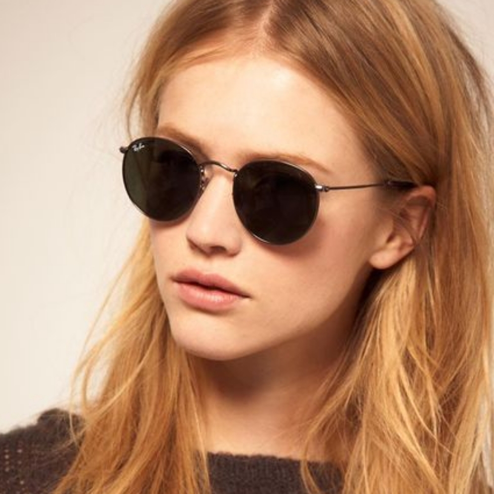 LIKE NEW RayBan Round Metal RB3447 Black Lens Ray ban Sunglasses